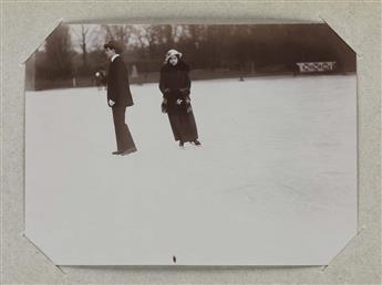 (WINTER SPORTS) Album with 84 Belle Epoque-period photographs belonging to (or shot by) Mr. de Givenchy, Boulogne-sur-Seine, of fashion